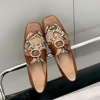 Python Print Panel Chunky-heel Shoes