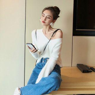 V-neck Sweater White - One Size