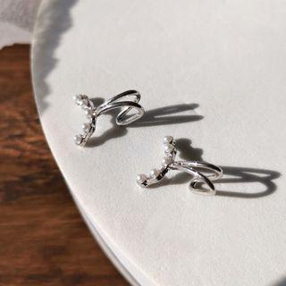 Beaded Ear Cuff 1 Pc - Silver - One Size