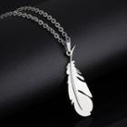 Feather Pendant Stainless Steel Necklace