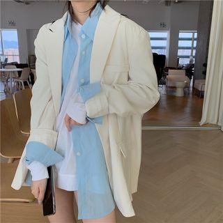 Long-sleeve Oversize Blazer / Polo Collar Shirt / White T-shirt