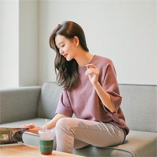 Round-neck Elbow-sleeve Pullover