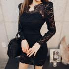 Long-sleeve Mini Sheath Lace Dress