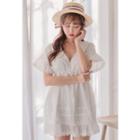 V-neck Laced Mini A-line Dress
