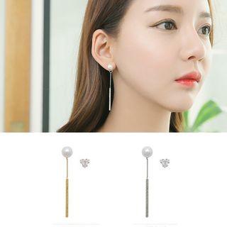 Non Matching Faux Pearl Drop Earrings