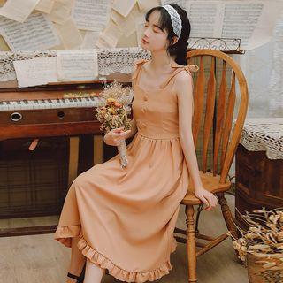 Button Accent Sleeveless Dress