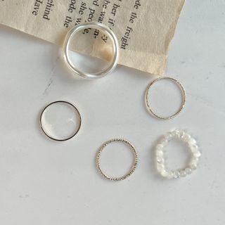 Set Of 5: Bead & Slim Ring