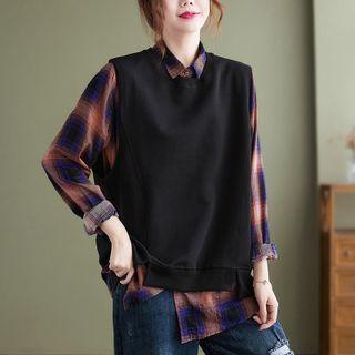 Plaid Shirt / Side-slit Vest
