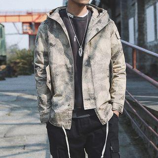 Camo Print Zip Hooded Jacket