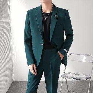 Plain Blazer / Straight Leg Dress Pants / Set