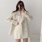 Fringed Trim Tweed Blazer / A-line Skirt