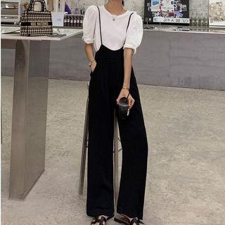 Short-sleeve Top / Suspender Pants / Set
