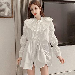 Ruffled Asymmetric Ruched Blouse