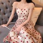 Short-sleeve Strawberry Printed Ruffled Dress