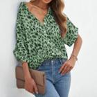 Print Elbow-sleeve Chiffon Shirt