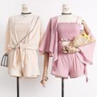 Set: Tube Top + Open-front Cardigan + Shorts