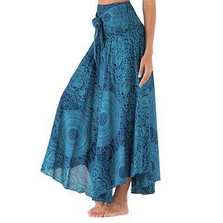 Two-way Print Tie-waist Midi A-line Skirt