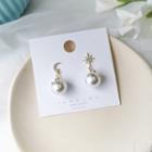 Non-matching Faux Pearl Star Drop Earring 1 Pair - As Shown In Figure - One Size