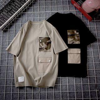Elbow-sleeve Camo Pocket T-shirt