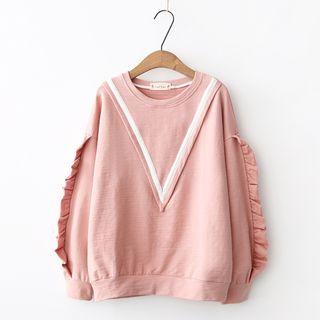 Frilled-sleeve Loose-fit Pullover