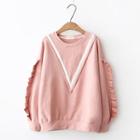 Frilled-sleeve Loose-fit Pullover