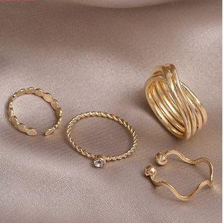 Set Of 4: Alloy Open Ring (assorted Designs) Set Of 4 - Alloy Open Ring - One Size