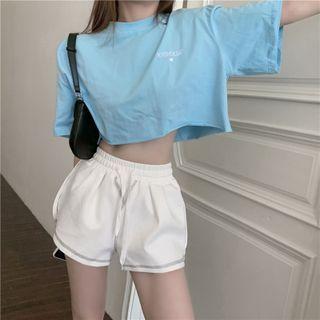 Elbow-sleeve Cropped T-shirt / Shorts