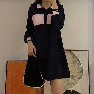 Two Tone Long Sleeve Polo Dress