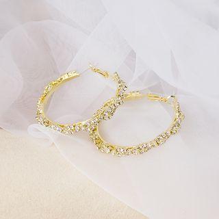 Rhinestone Hoop Earring 1 Pair - E3296 - As Shown In Figure - One Size