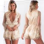 Long-sleeve Lace Playsuit