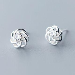 Rhinestone 925 Sterling Silver Flower Earring S925 Silver - As Shown In Figure - One Size
