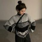 Patterned Cardigan Gray & Black - One Size