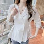 Double-breasted Drawstring Blouse