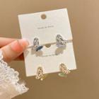 Butterfly Rhinestone Faux Pearl Alloy Earring E5115 - 1 Pair - Silver - One Size