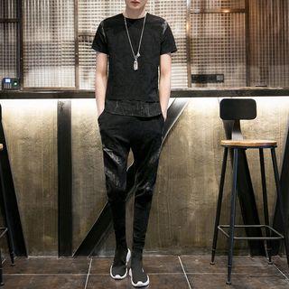 Set: Panel Short-sleeve T-shirt + Slim Fit Pants