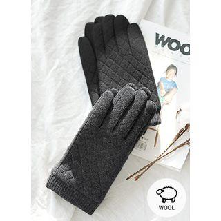 Coral-fleece Lined Wool Blend Gloves
