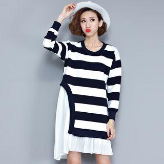 Chiffon Panel Stripe Dress