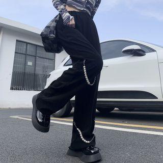 High Waist Chained Loose Fit Pants