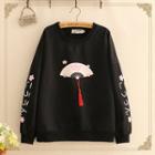 Fan Print Tasseled Pullover