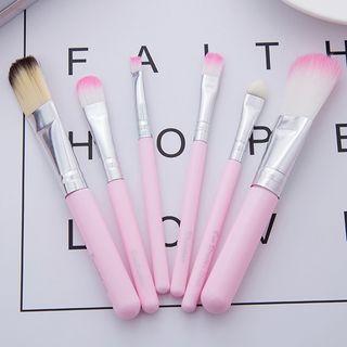Set: Makeup Brush + Printed Case Set Of 7 - As Shown In Figure - One Size