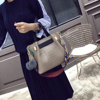 Set Of 2: Patterned Strap Tote + Zip Pouch