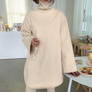 Fleece-lined Turtleneck Pullover