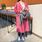 Long Wool Blend Coat In Pink Pink - One Size
