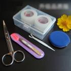 Double Eyelid Set: Curved Scissors + Masking Tape + Tweezers + Applicator + Powder Puff + Case As Shown In Figure - One Size
