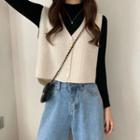 V-neck Vest / Plain Long-sleeve Top