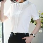 Stand Collar Short-sleeve Blouse