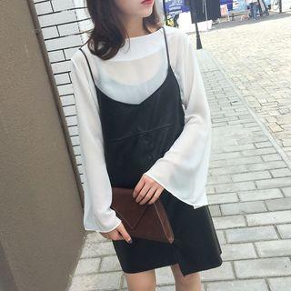 Faux Leather Strappy Jumper Dress