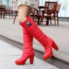 Block Heel Padded Tall Boots