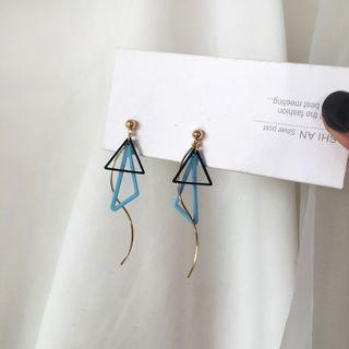 Triangle Dangle Earring 1 Pair - S925 Silver - Stud Earrings - Gold - One Size