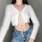 Fluffy Cropped Open Front Jacket